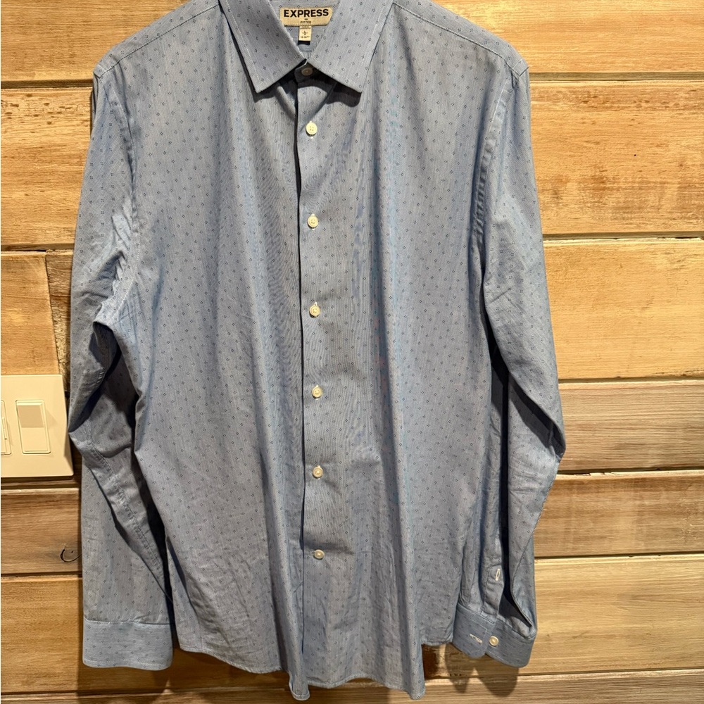 Express Blue Dress Shirt Classic Design Size Large